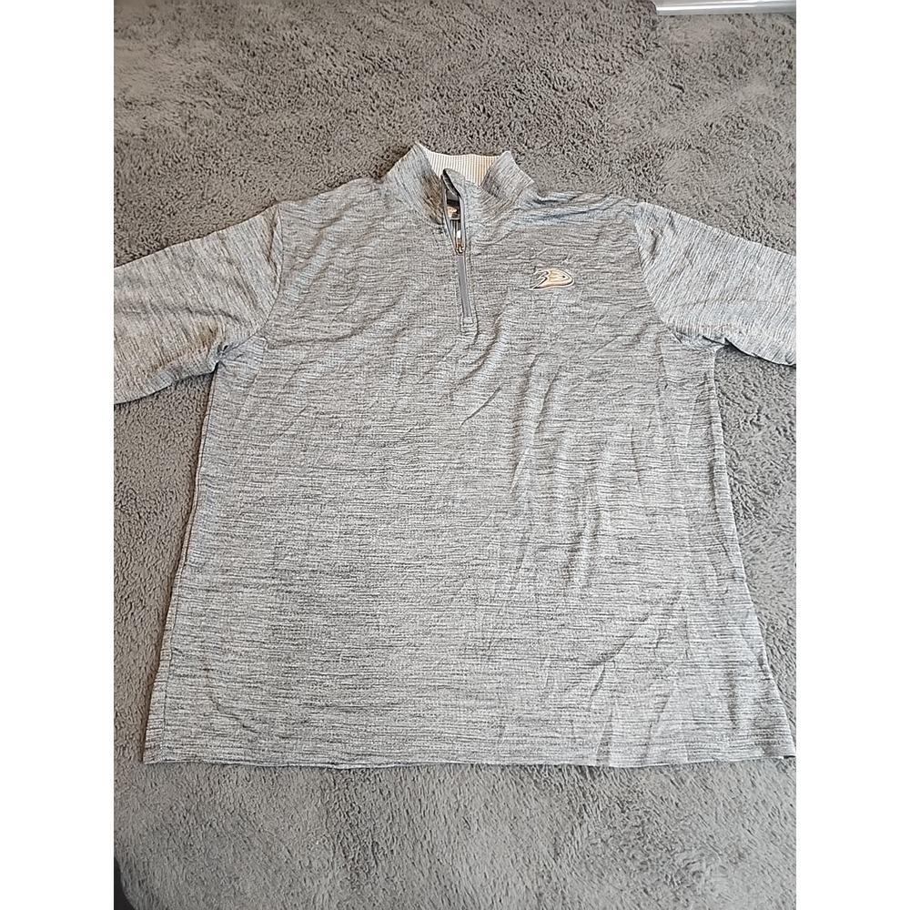 Anaheim Ducks NHL  1/4 Zip Pullover Mens Gray Lightweight Large L New Logo